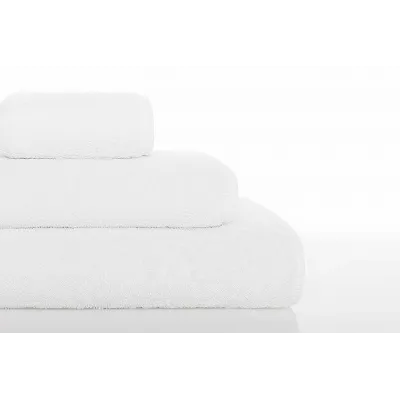 Long Double Loop White Bath Towels