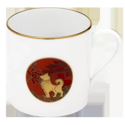 Chinese Horoscope Red/Gold Mini Mug Dog 7 Cm 15 Cl