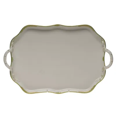 Princess Victoria Green Rec Tray With Branch Handles 18 In L