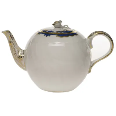 Princess Victoria Blue Tea Pot With Rose 36 Oz 5.5 in H