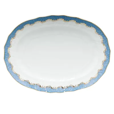 Fish Scale Blue Platter 15 in L X 11.5 in W