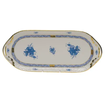 Chinese Bouquet Blue Sandwich Tray 14.5 in L X 6 in W