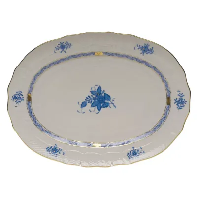 Chinese Bouquet Blue Platter 15 in L X 11.5 in W