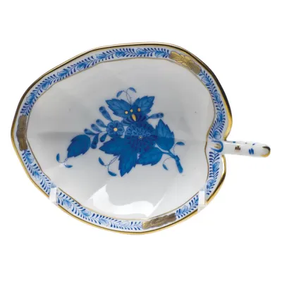 Chinese Bouquet Blue Leaf Tray 4.5 In L X 3 In W