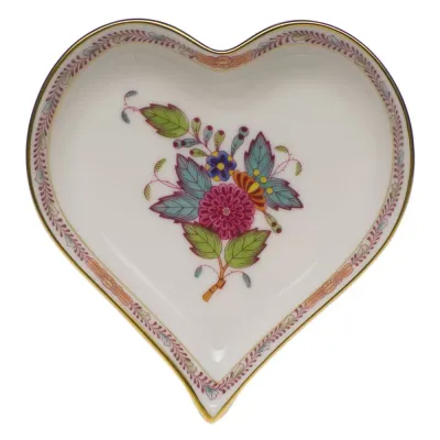 Chinese Bouquet Multicolor Small Heart Tray 4 In L X 4 In W