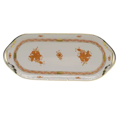 Chinese Bouquet Rust Sandwich Tray 14.5 in L X 6 in W