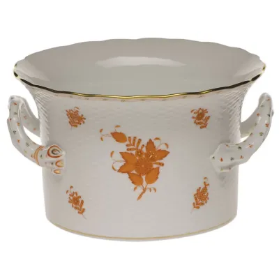 Chinese Bouquet Rust Cachepot With Handles 6.25 In H X 10.25 In D