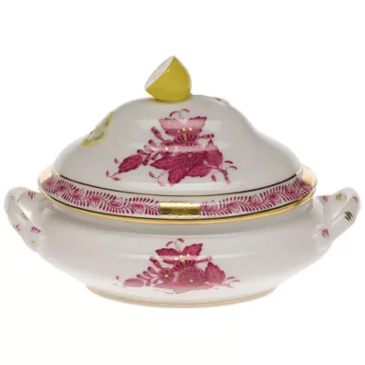 Chinese Bouquet Raspberry Mini Tureen With Lemon 5 In L X 4 In H