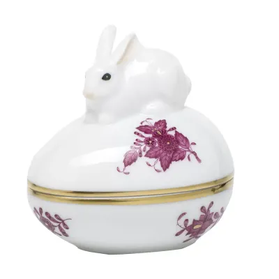 Chinese Bouquet Raspberry Egg Bonbon With Bunny 3 in L X 3 in H