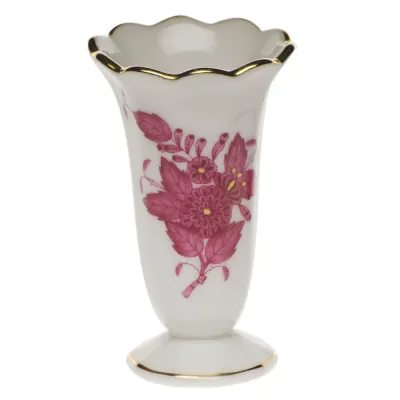 Chinese Bouquet Raspberry Scalloped Bud Vase 2.5 In H