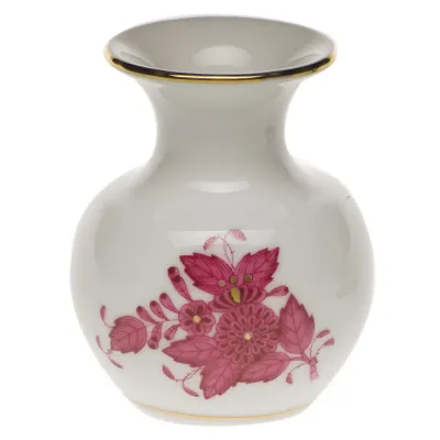 Chinese Bouquet Raspberry Medium Bud Vase With Lip 2.75 in H