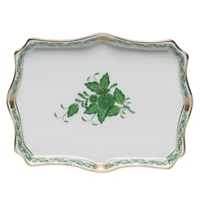 Chinese Bouquet Green Small Tray 7.5 in L X 5.5 in W