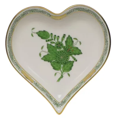 Chinese Bouquet Green Small Heart Tray 4 In L X 4 In W