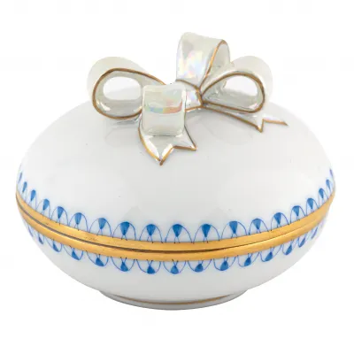 Round Box with Bow Blue