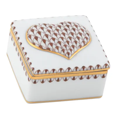 Embossed Heart Box Chocolate 2 In L X 2 In W