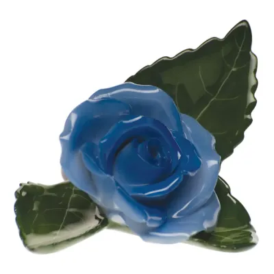Rose On Leaf Blue 3 in L X 2 in W