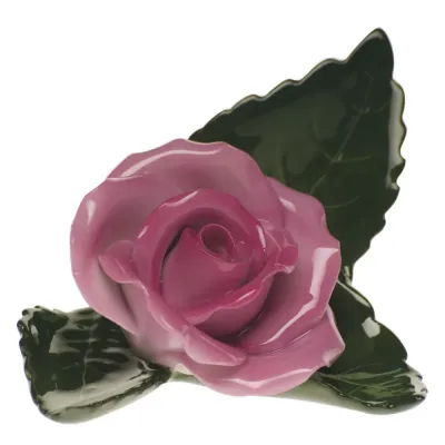 Rose On Leaf Pink 3 in L X 2 in W