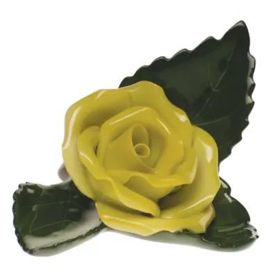 Rose On Leaf Yellow 3 in L X 2 in W