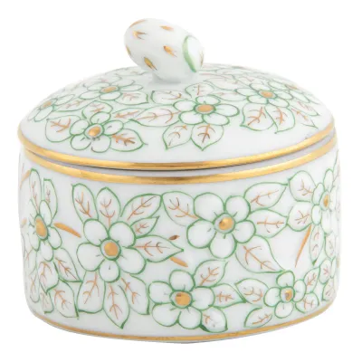 Round Relief Box With Berry Green 2 in H X 2 in D