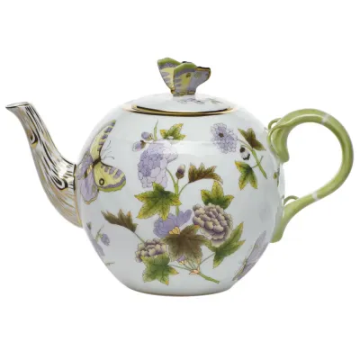 Royal Garden Multicolor Tea Pot With Butterfly 36 Oz 5.5 in H