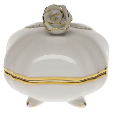 Golden Edge Covered Bonbon With Rose 3 in Sq