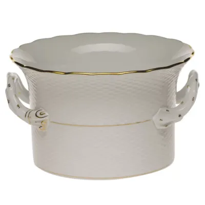 Golden Edge Cachepot With Handles 6.25 in H X 10.25 in D