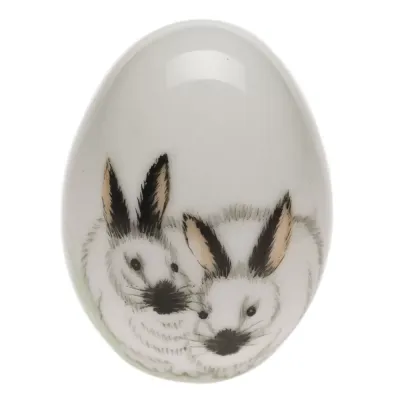 Bunnies Black-White Miniature Egg 1.5 In H