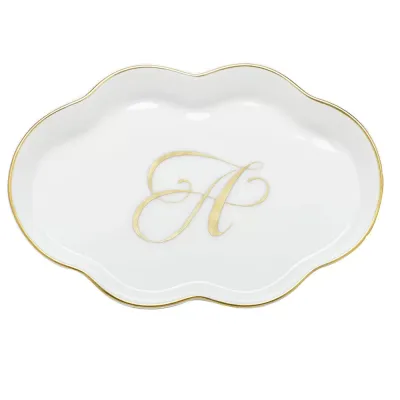 Monogrammed Scalloped Tray Gold 5.5"L