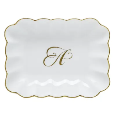 Monogrammed Oblong Dish Gold 7.25"L X 5.5"W