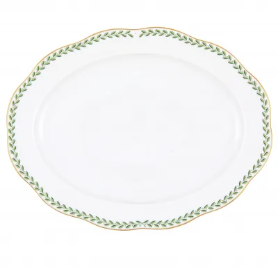 Green Laurel Oval Platter 15 in L