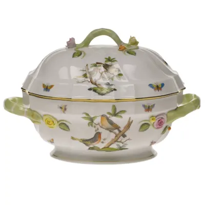 Rothschild Bird Multicolor Tureen With Branch 2 Qt 9.5 in H