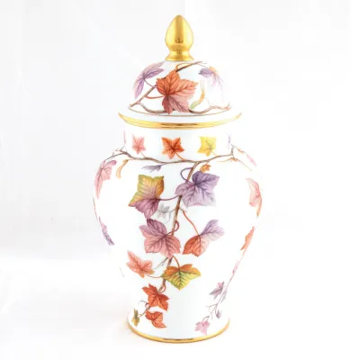 Autumn Leaves Ginger Jar Multicolor 7 in L X 7 in W X 13 in H