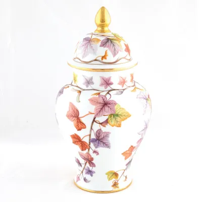 Autumn Leaves Ginger Jar Multicolor 7 in L X 7 in W X 13 in H
