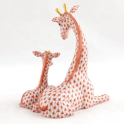 Mother And Baby Giraffe Rust 4.25 in L X 3.2 in W X 5 in H
