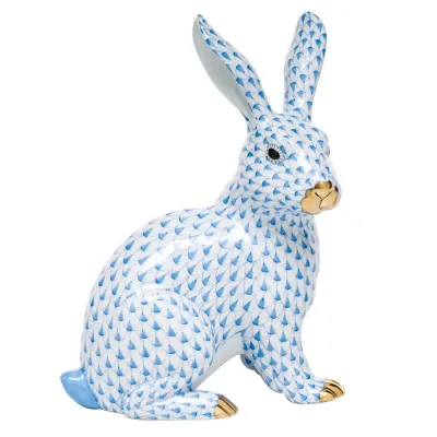 Large Sitting Bunny Blue 5.75 in L X 7.25 in H