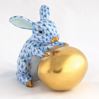 Bunny With Egg Blue 2.5 in L X 1.75 in W X 2.25 in H