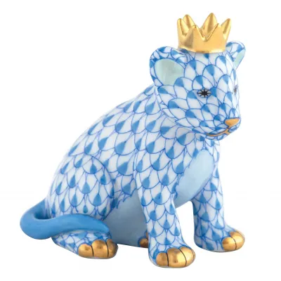 Lion Cub With Crown Blue 2 in L X 1.25 in W X 2 in H