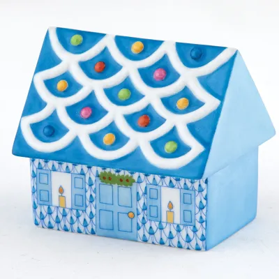 Cozy Gingerbread House Blue 3 in L X 2.25 in W X 2.5 in H