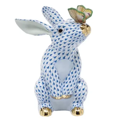 Bunny With Butterfly Blue 4.5 in L X 6.5 in H