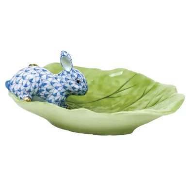 Bunny On Cabbage Leaf Blue 4.5 in L X 2 in H