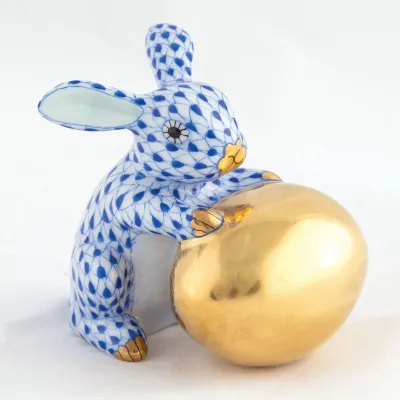 Bunny With Egg Sapphire 2.5 in L X 1.75 in W X 2.25 in H