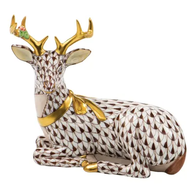 Lying Christmas Deer Chocolate 4.25 in L X 2.75 in W X 3.75 in H