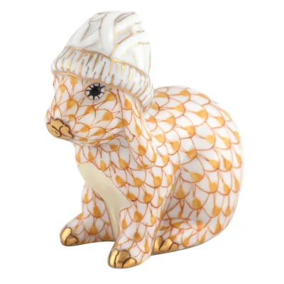 Bunny With Winter Hat Butterscotch 2 in L X 1 in W X 2 in H