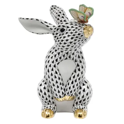 Bunny With Butterfly Black 4.5 in L X 6.5 in H
