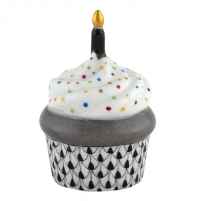 Cupcake With Candle Black 2.25 in H X 1.5 in D