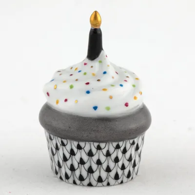 Cupcake With Candle Black 2.25 in H X 1.5 in D