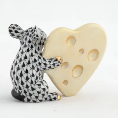 Mouse With Heart Cheese Black