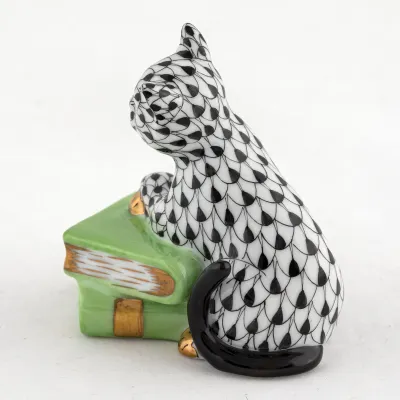 Cat On Books Black