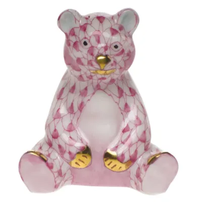 Miniature Baby Bear Sitting Raspberry 1.5 in H