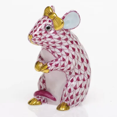 Mouse With Bow Raspberry 2 In L X 1.5 In W X 2.5 In H